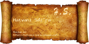 Hatvani Sára névjegykártya